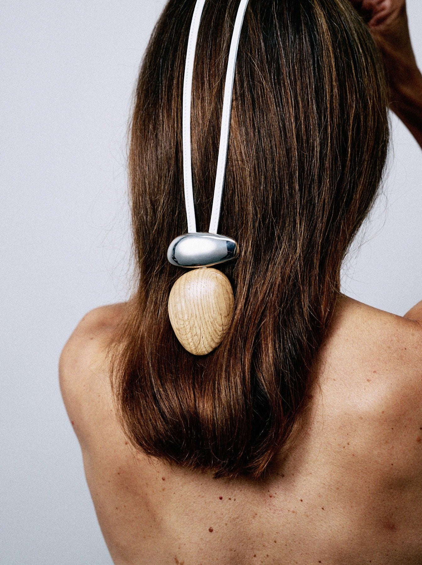 Anniversary pendant: oak, sterling silver, leather - Image 3