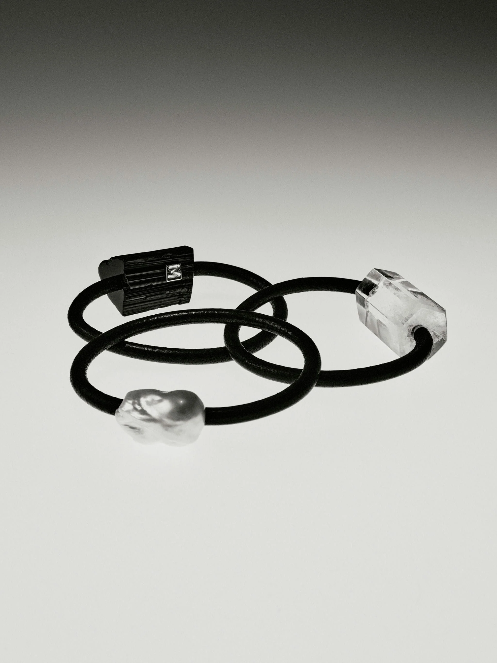 Segment bracelet: leather, black tourmaline - Image 5