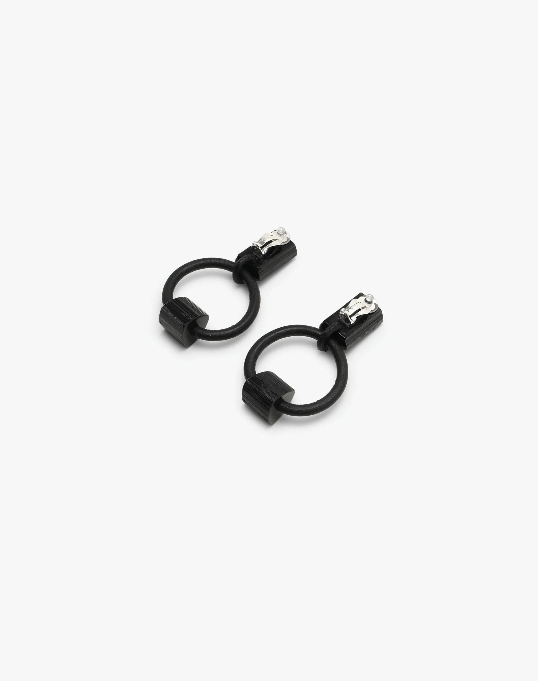 Jointure earclips: black tourmaline, leather - Image 3