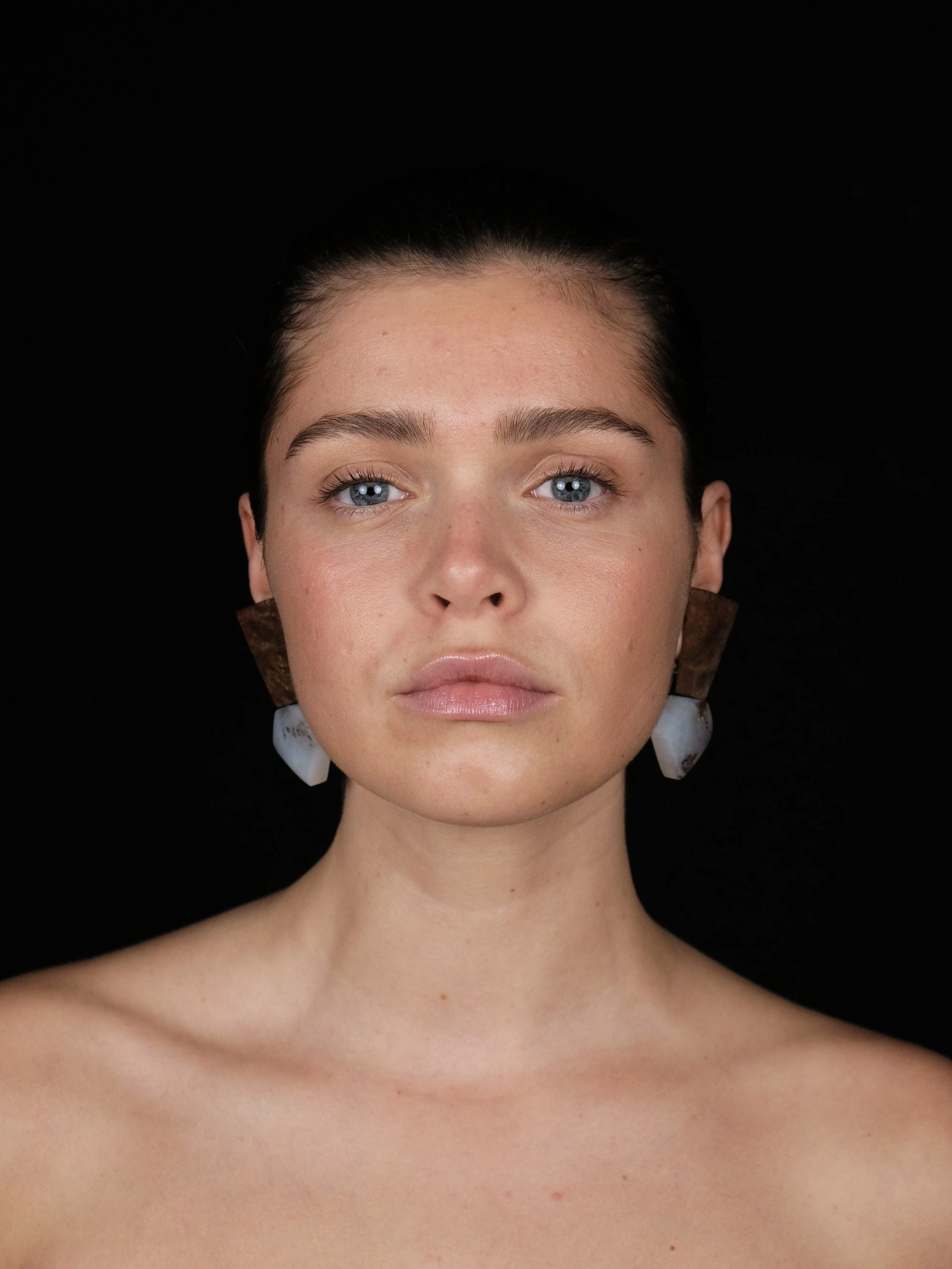 Earrings: dendritic opal, briar wood - Image 4