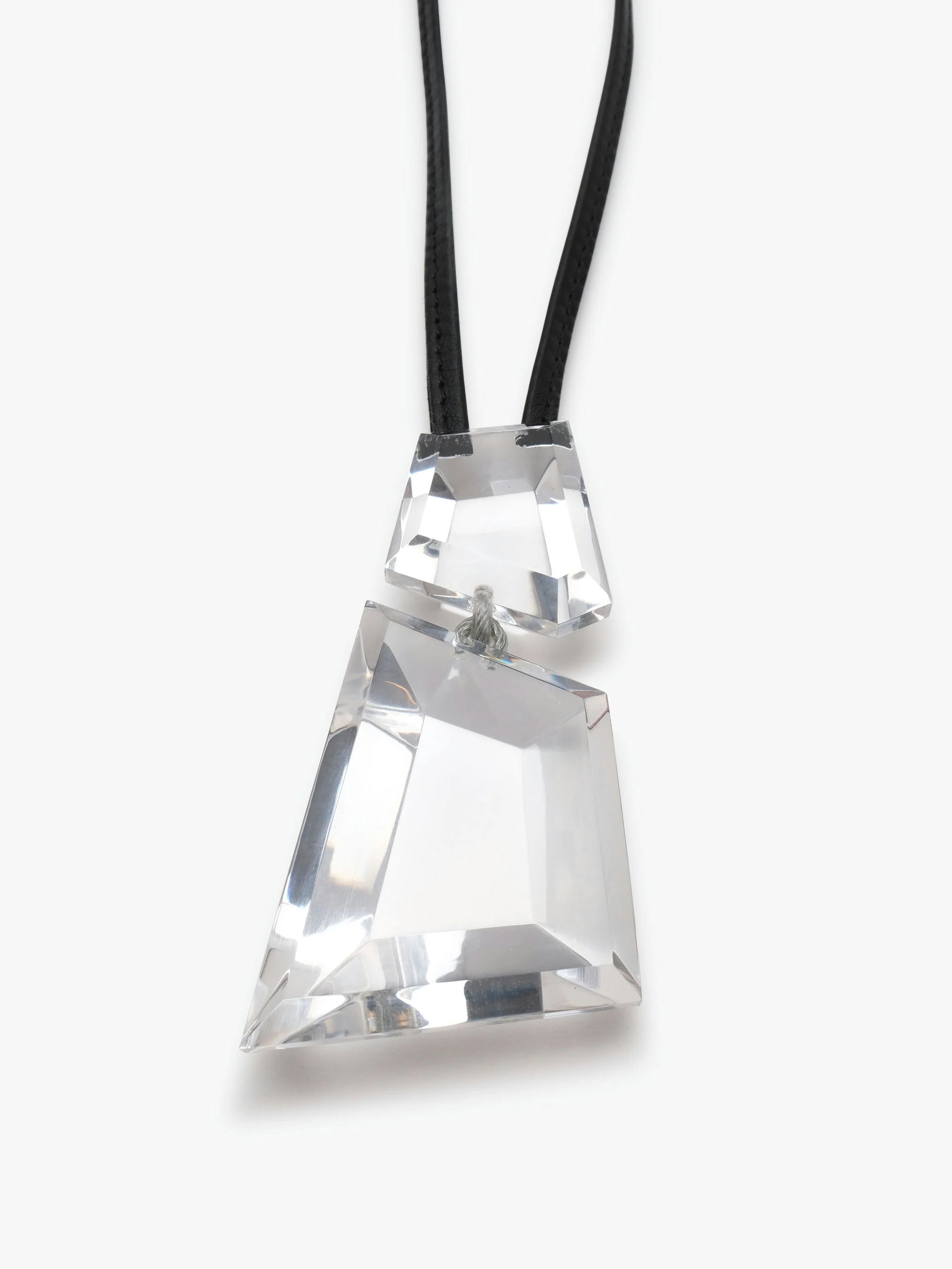 Livia pendant: acrylic, wire, leather - Image 4