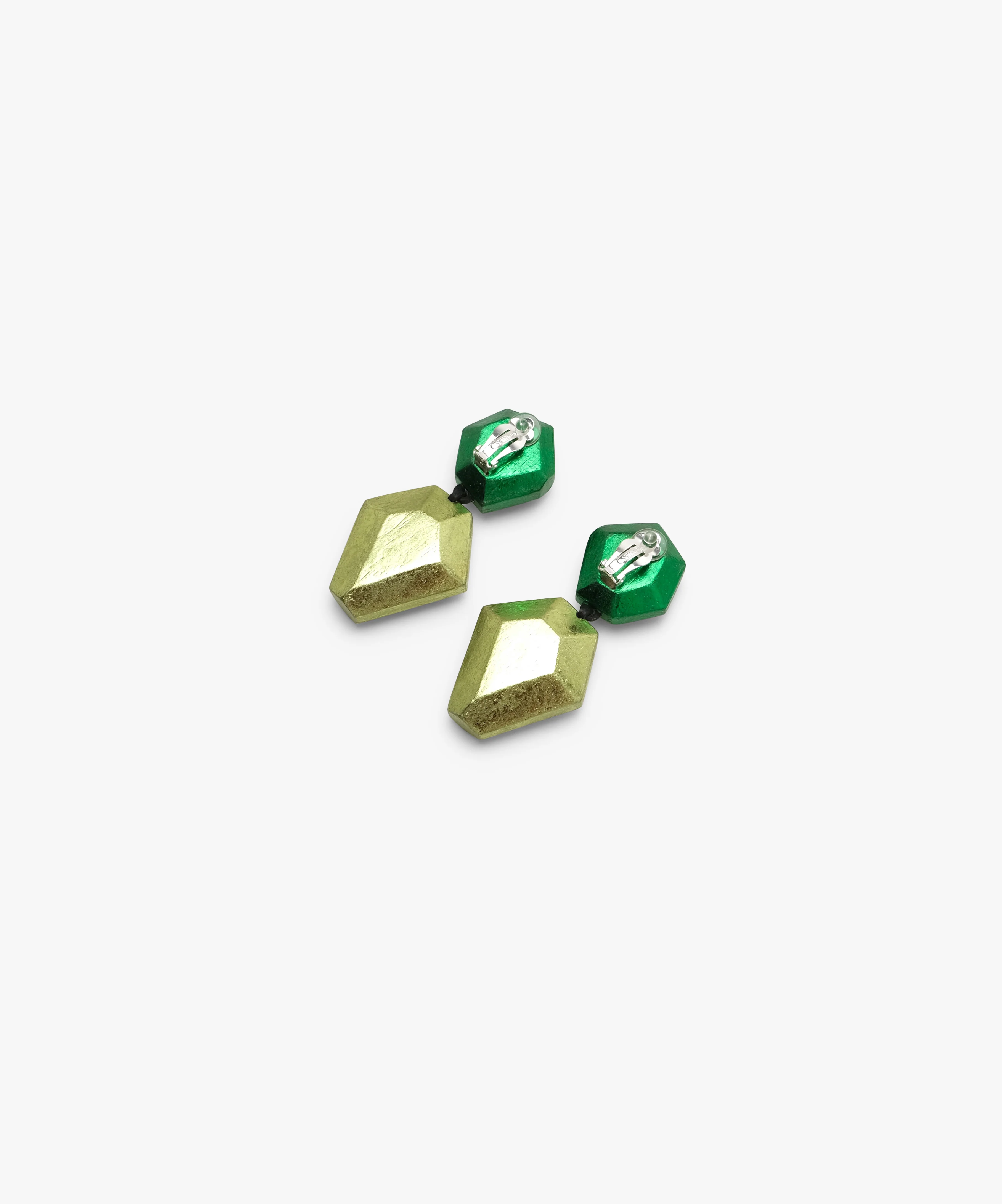 Nebu earrings: green foil, acacia - Image 3