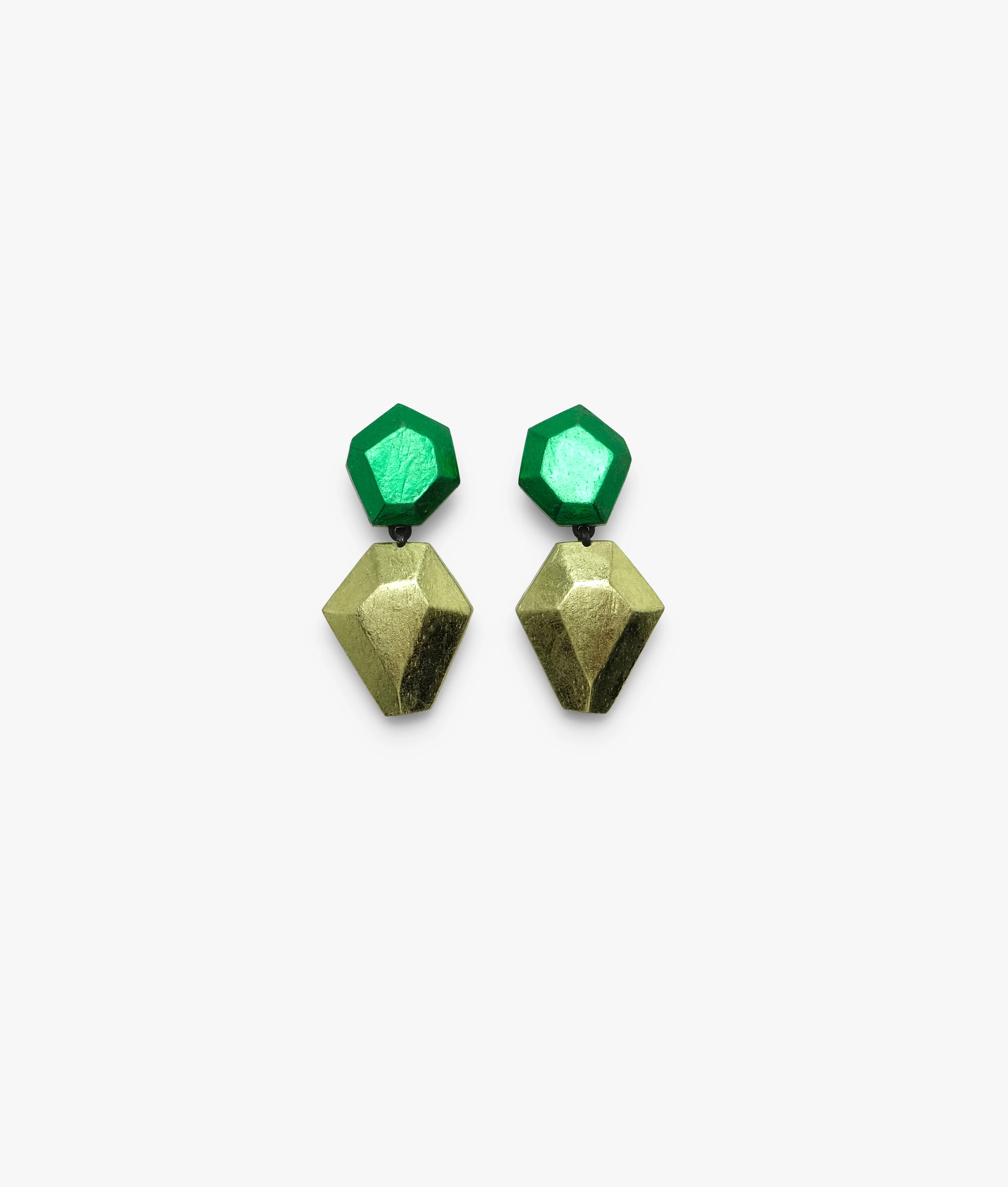 Nebu earrings: green foil, acacia - Image 4