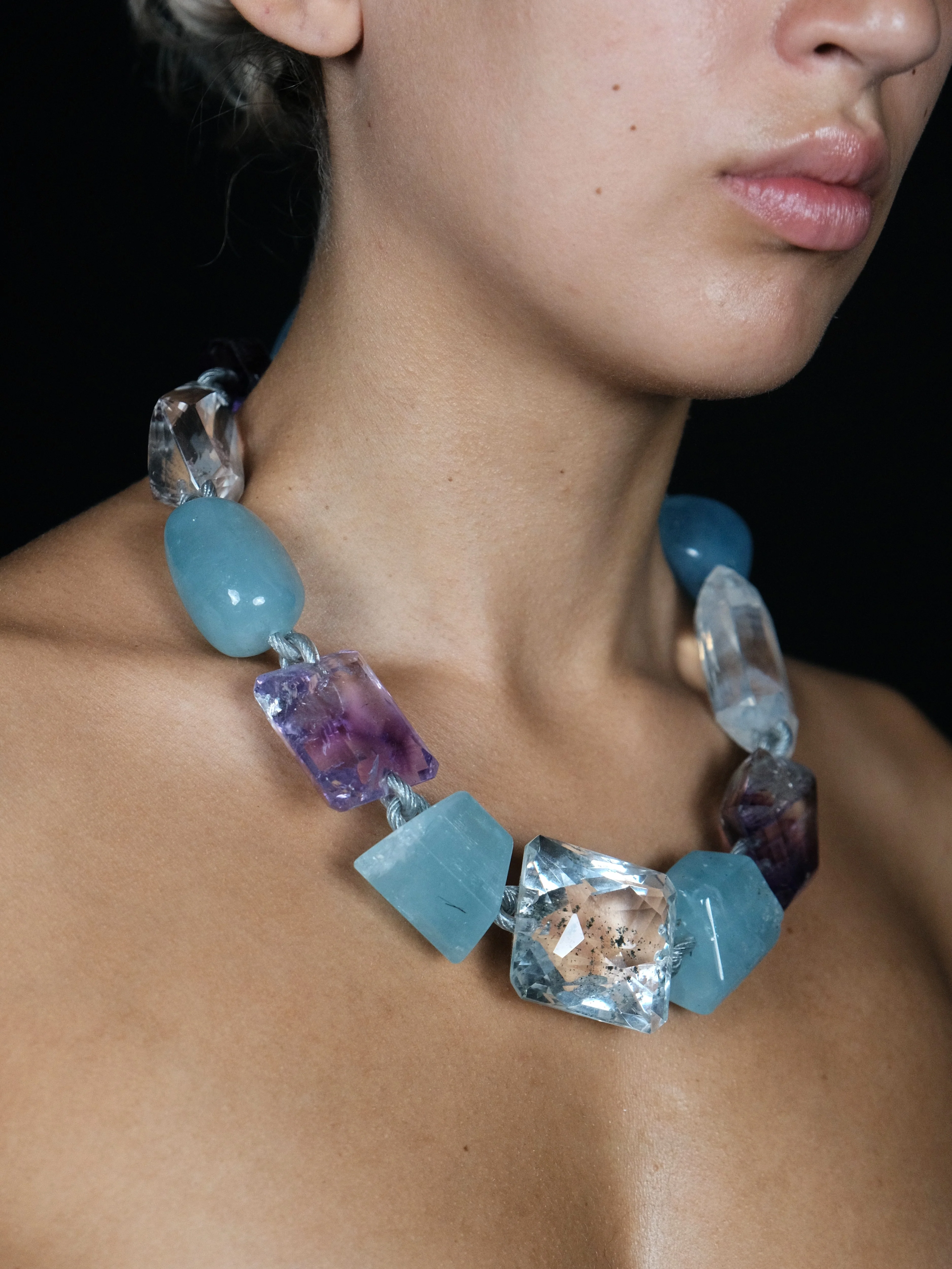 Necklace: aquamarine, amethyst, quartz - Image 4