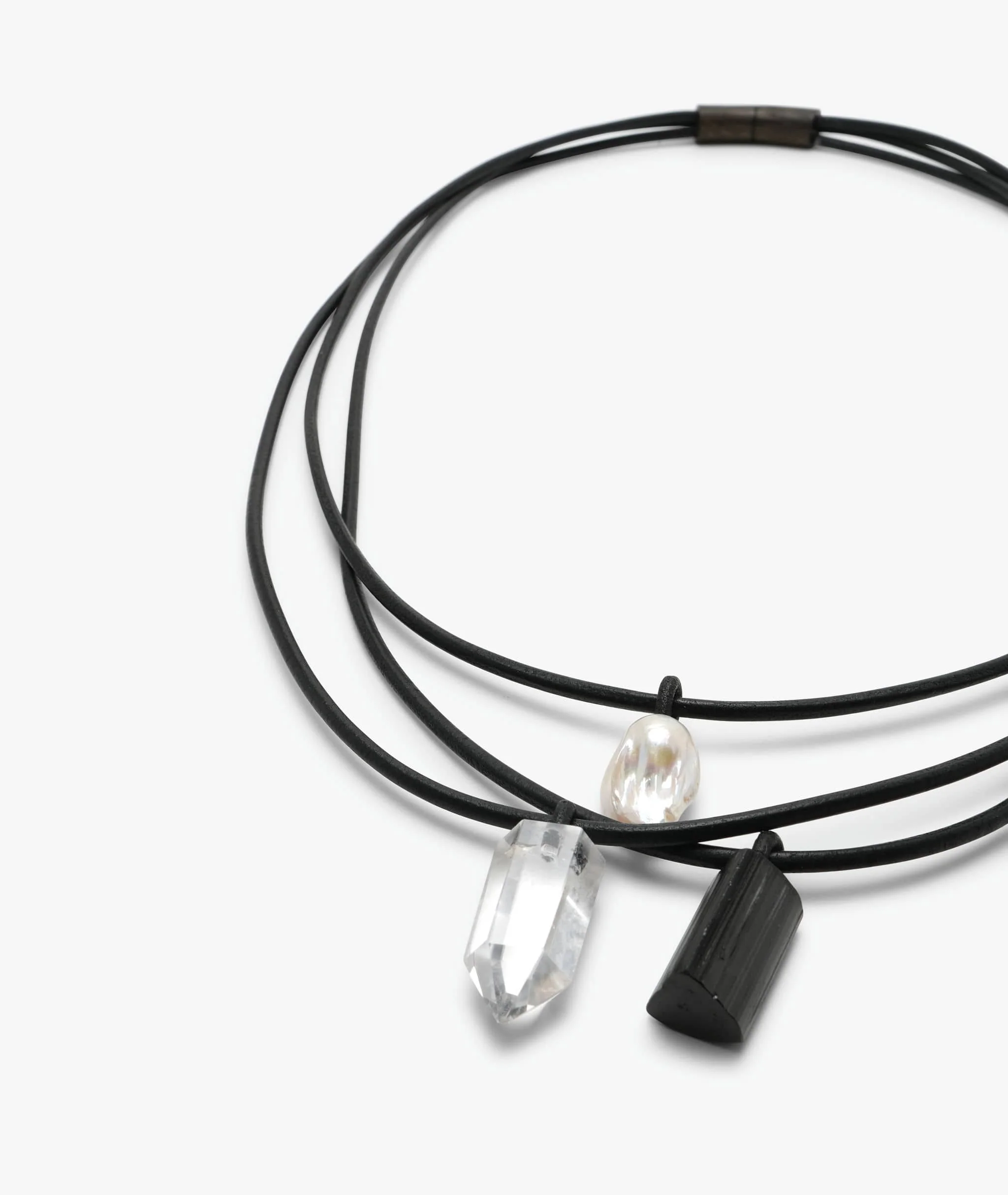 Traverse necklace: pearl, tourmaline, mountain crystal - Image 4