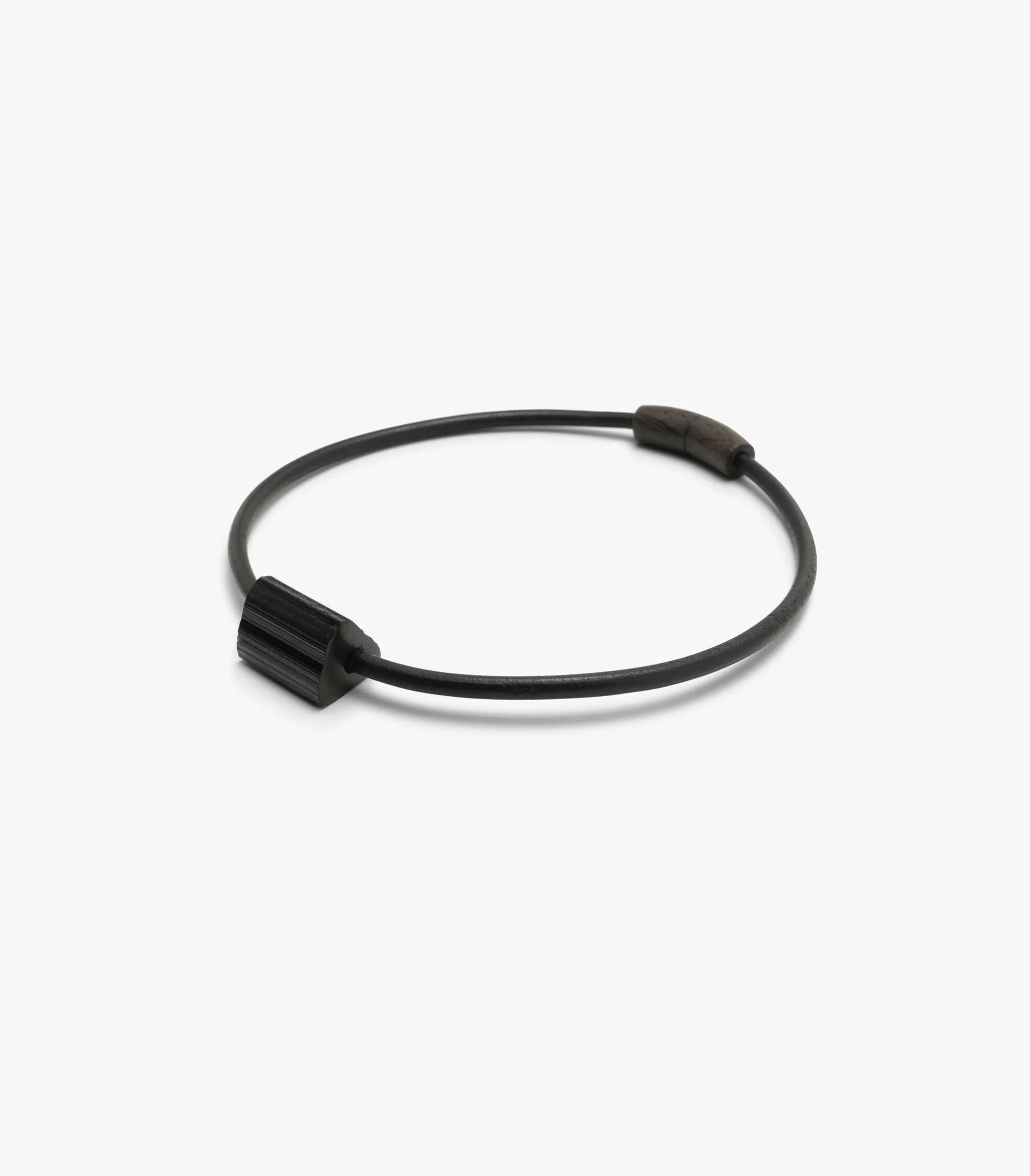 Liaison necklace: leather, bog oak, tourmaline - Image 5