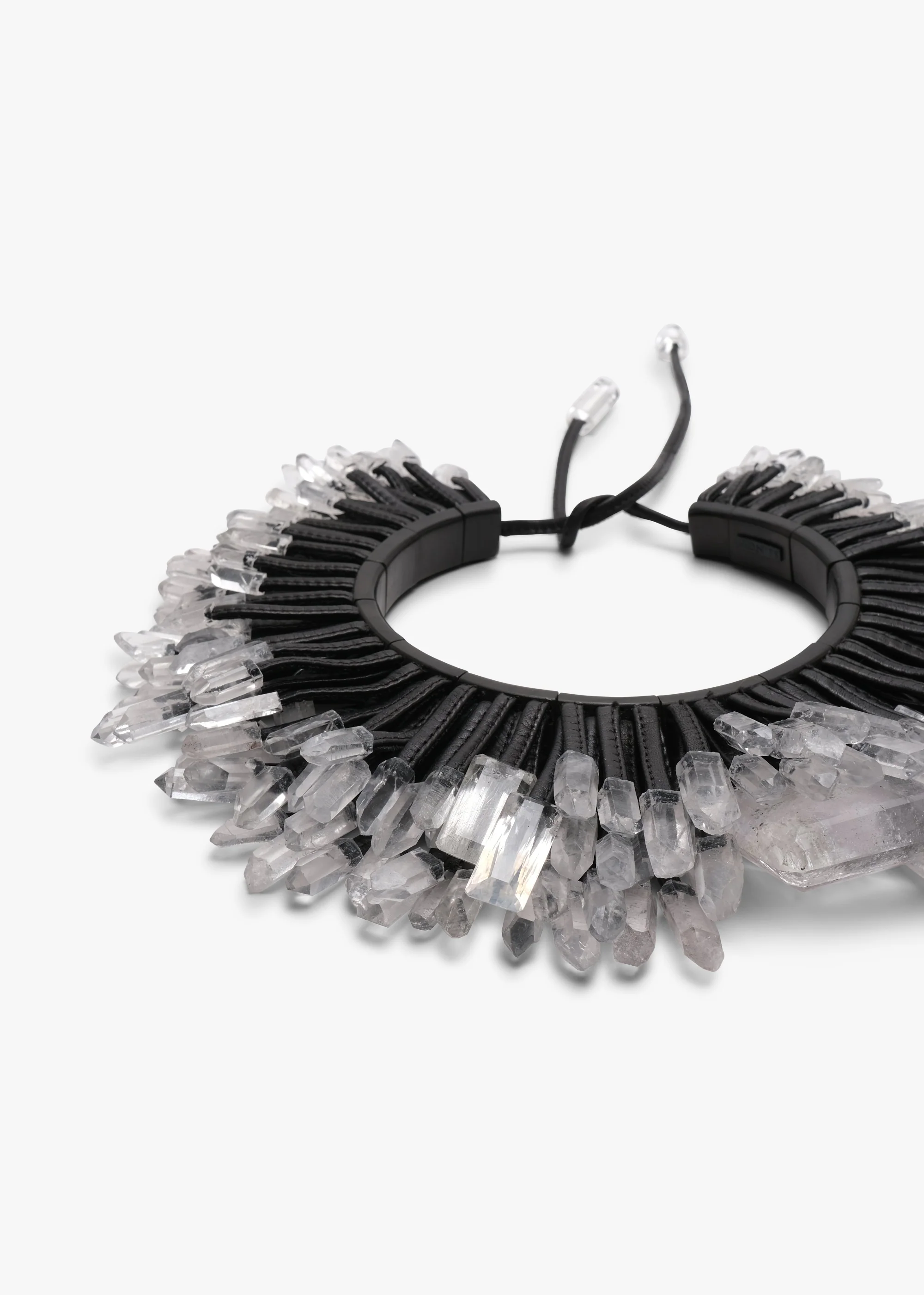 Necklace: mountain crystal, quartz, leather - Image 3