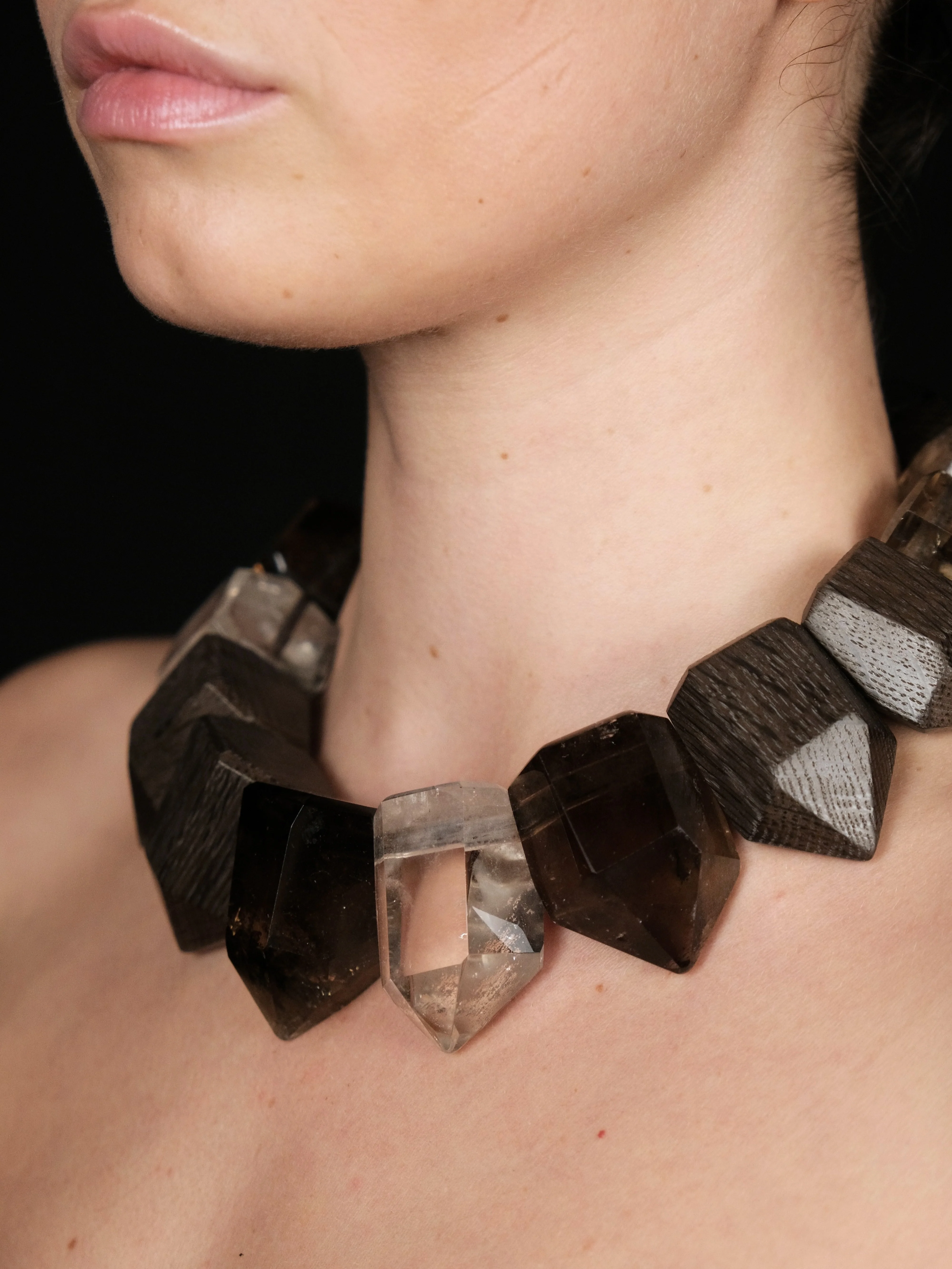 Necklace: crystal, quartz, bog oak - Image 4