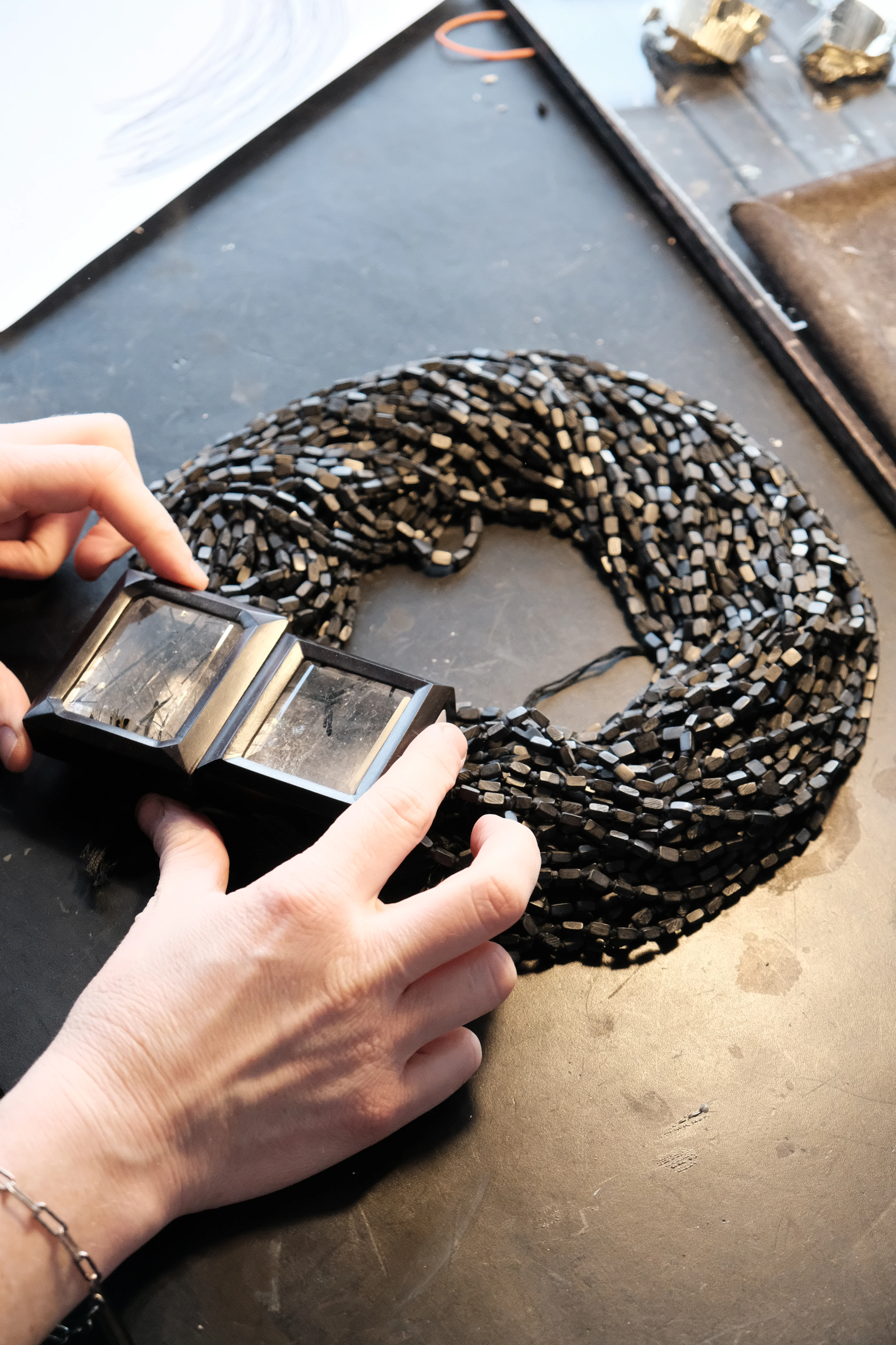 Necklace: tourmaline quartz, ebony - Image 4