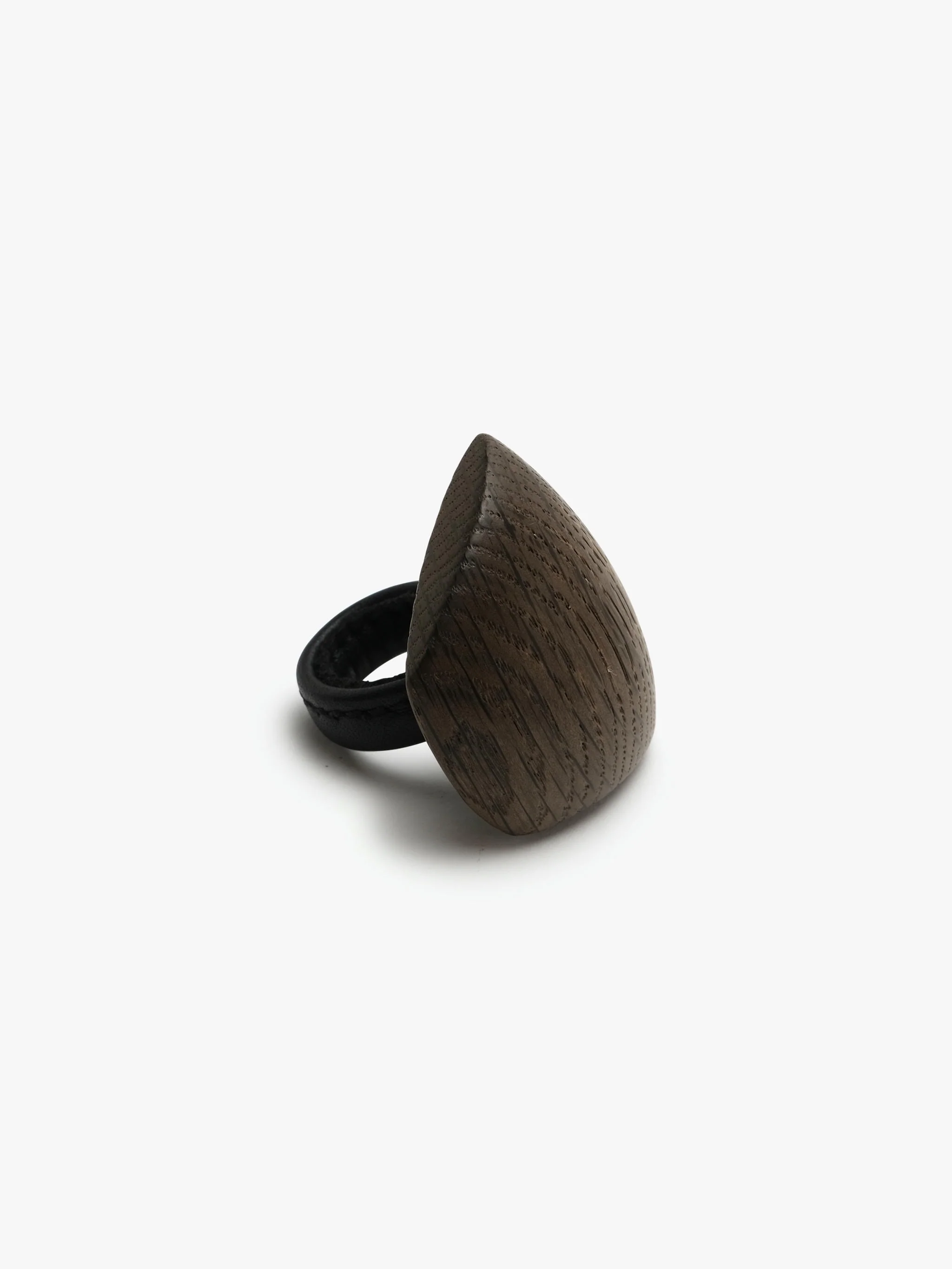 Oro ring: bog oak, leather - Image 4