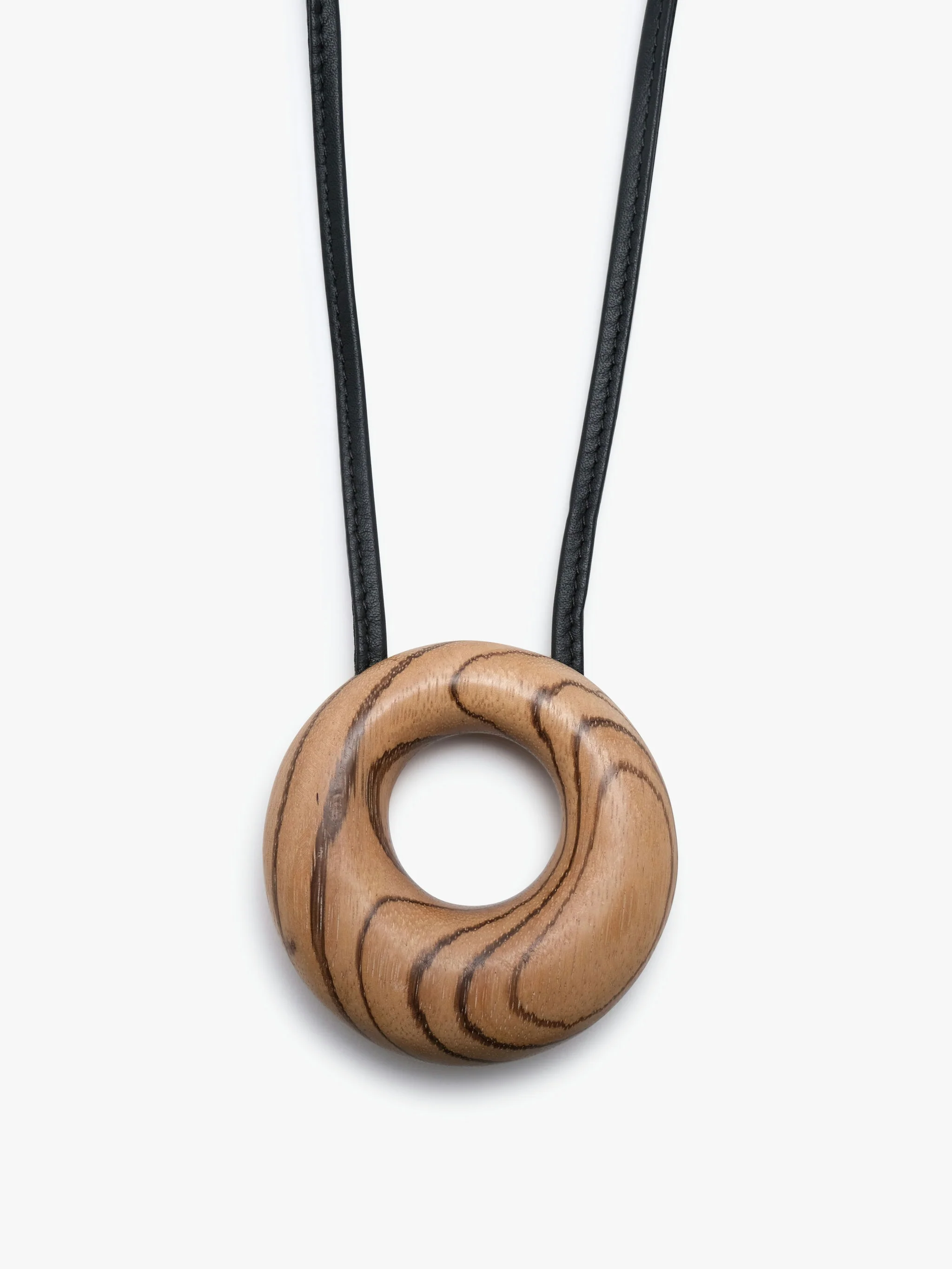Vala pendant: zebrano wood, leather - Image 3